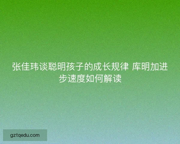 张佳玮谈聪明孩子的成长规律 库明加进步速度如何解读