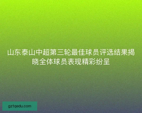 山东泰山中超第三轮最佳球员评选结果揭晓全体球员表现精彩纷呈