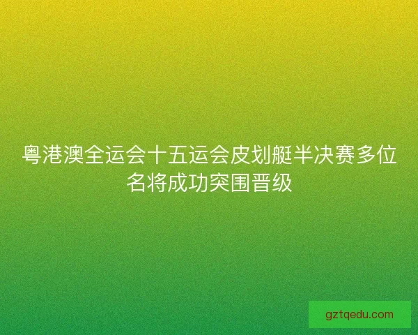 粤港澳全运会十五运会皮划艇半决赛多位名将成功突围晋级