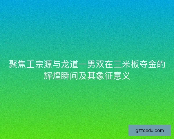 聚焦王宗源与龙道一男双在三米板夺金的辉煌瞬间及其象征意义