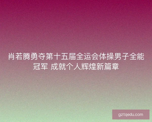 肖若腾勇夺第十五届全运会体操男子全能冠军 成就个人辉煌新篇章
